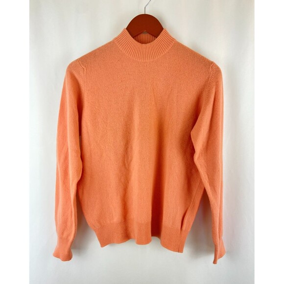 Lyle & Scott Sweater Womens Size 40 Peach Mock Neck Lambswool Made in Scotland - Picture 1 of 11